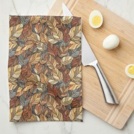 Paño De Cocina Elegantes hojas de otoño de vidrio manchado - otoñ