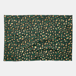 Paño De Cocina Elegantes lugares de leopardo verde oscuro y Relie