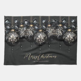 Paño De Cocina Elegantes Navidades de oro negro en baubles de luj
