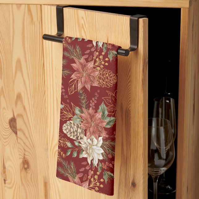 Paño De Cocina Elegantes Navidades florales Poinsettia Red oscuro (Subido por el creador)