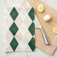 Elegantes Navidades Harlequin Pattern con copo de 