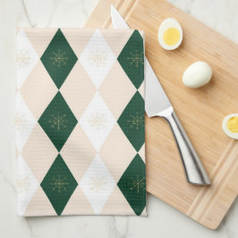 Paño De Cocina Elegantes Navidades Harlequin Pattern con copo de