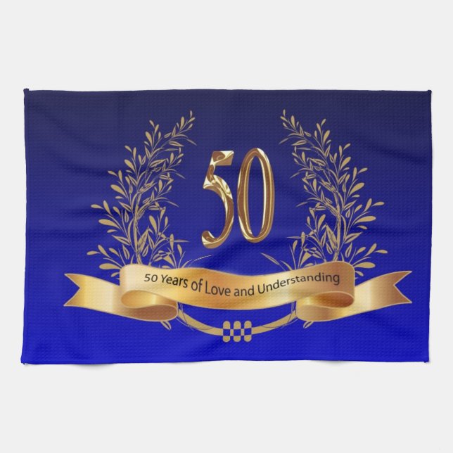 Paño De Cocina Elegantes regalos de 50 años de Boda (Horizontal)