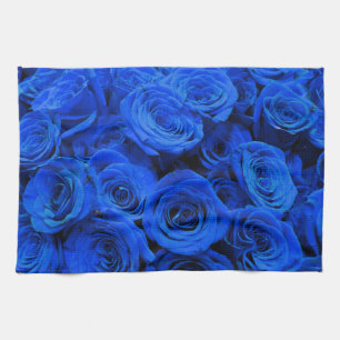 Paño De Cocina Elegantes rosas azules flores azules florales azul