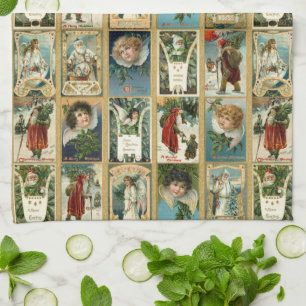 Paño De Cocina Elegantes tarjetas de Navidad de época con fronter