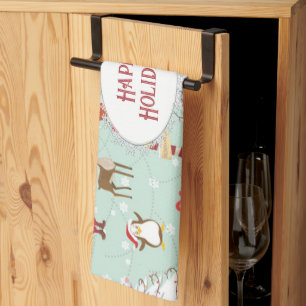 Paño De Cocina Elementos de Navidad Renoes Elfos
