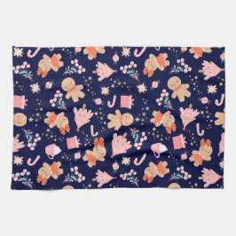 Paño De Cocina Elementos de navidades sobre azul marino