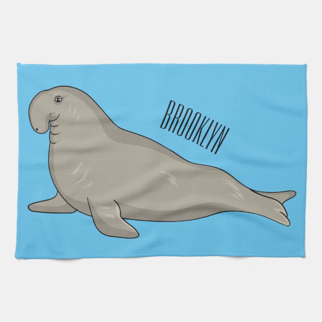 Paño De Cocina Elephant seal cartoon illustration (Horizontal)