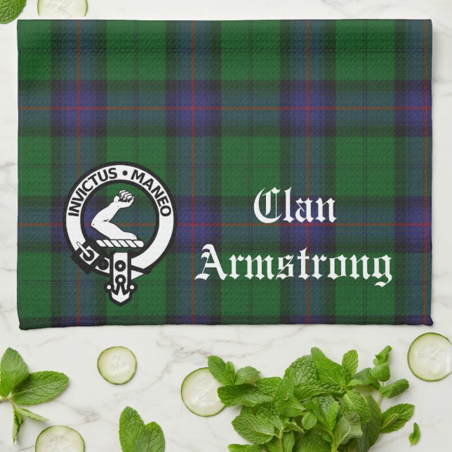 Paño De Cocina Emblema de Clan Armstrong y Tartán  (Doblado)
