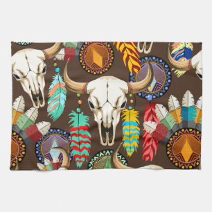 Paño De Cocina Emblema de cráneo de búfalo nativo americano