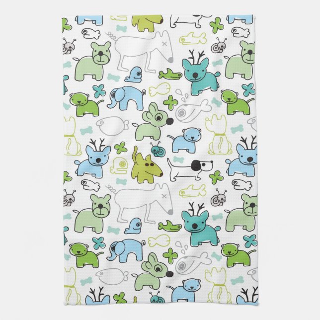 Paño De Cocina embroma el modelo animal del fondo (Vertical)