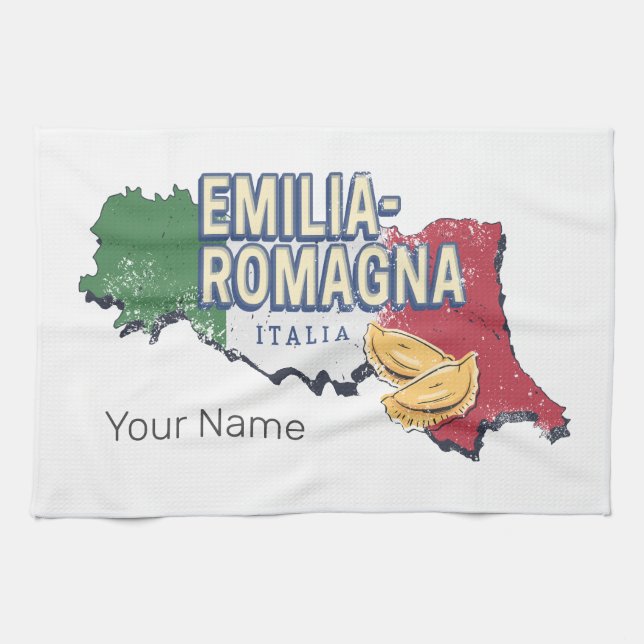 Paño De Cocina Emilia Romagna Bandera Italia Región Retro Mapa de (Horizontal)