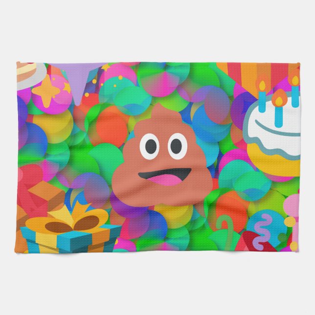 Paño De Cocina emoji de caca de cumpleaños feliz (Horizontal)