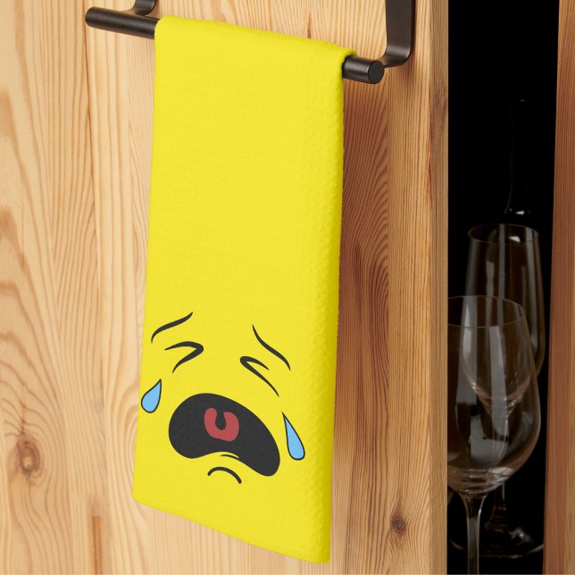 Paño De Cocina Emoji de cara de grito extremadamente triste (Super Sad Crying Face Emoji kitchen towel)
