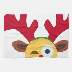 Paño De Cocina emoji de guiño al reno de Navidad