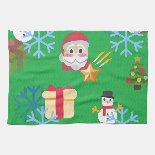 Paño De Cocina emoji de navidades verdes (Horizontal)