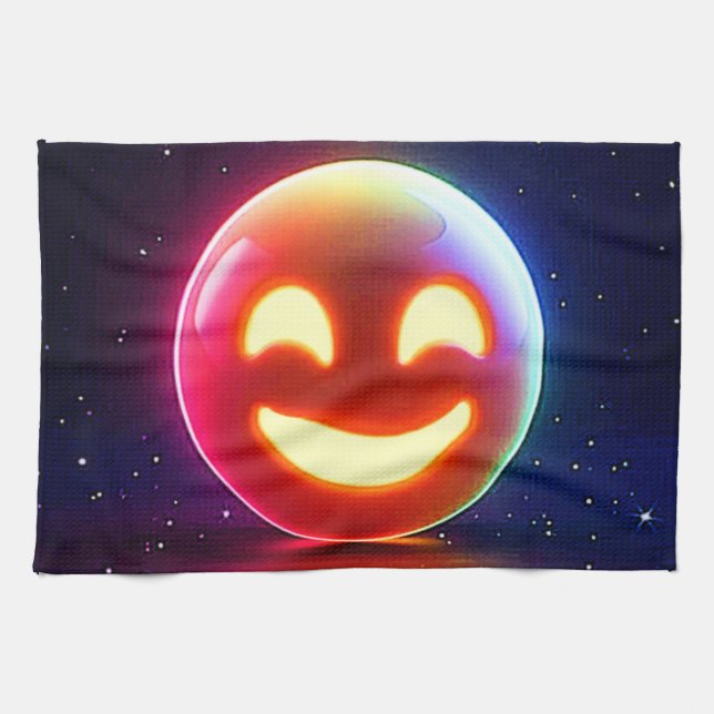 Paño De Cocina Emoji de orb feliz brillante (Horizontal)