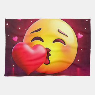 Paño De Cocina Emoji del corazón del beso dulce