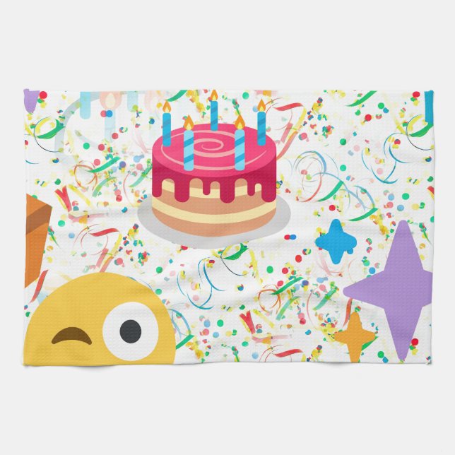 Paño De Cocina emoji feliz de cumpleaños (Horizontal)