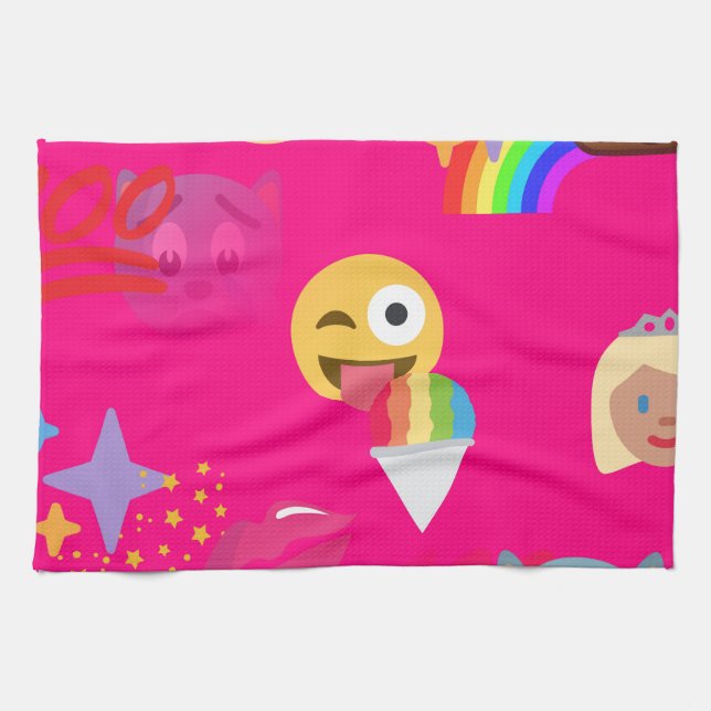 Paño De Cocina emoji rosa caliente (Horizontal)