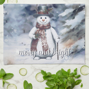 Paño De Cocina Encantador bosque acuático de Snowman