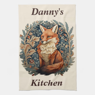 Paño De Cocina Encantador Fox de Woodland con nombre personalizad