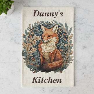 Paño De Cocina Encantador Fox de Woodland con nombre personalizad