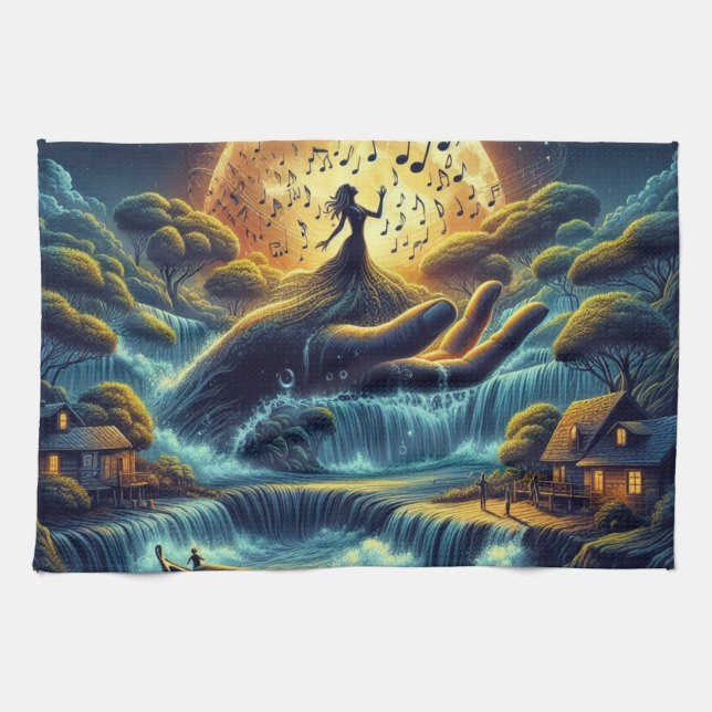 Paño De Cocina Encantadora Serenade de la Luna (Horizontal)