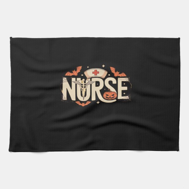Paño De Cocina Enfermera de Halloween camiseta clásica (Horizontal)