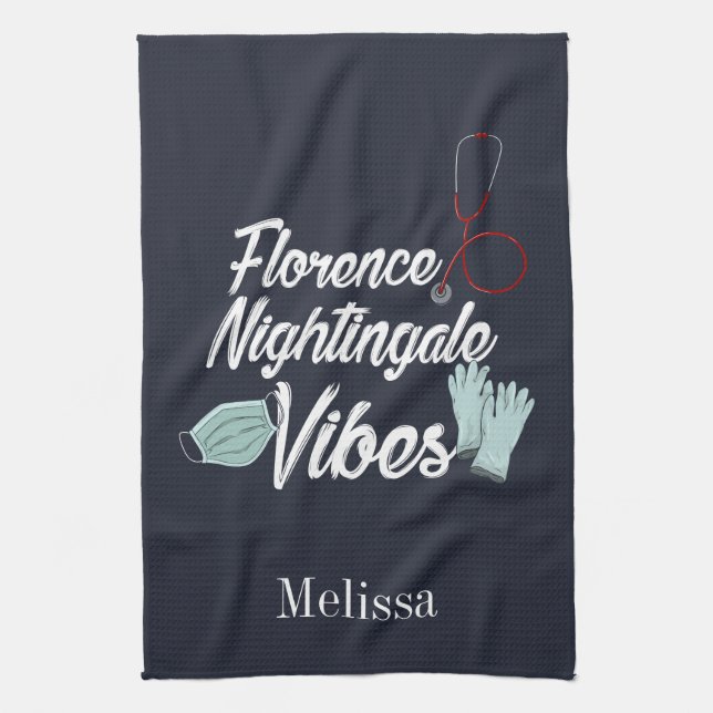 Paño De Cocina Enfermería Estudiante Nightingale Vibes Personaliz (Vertical)