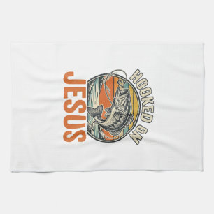 Paño De Cocina Enganchado a Jesús Fe de Pesca de Lubina Vintage