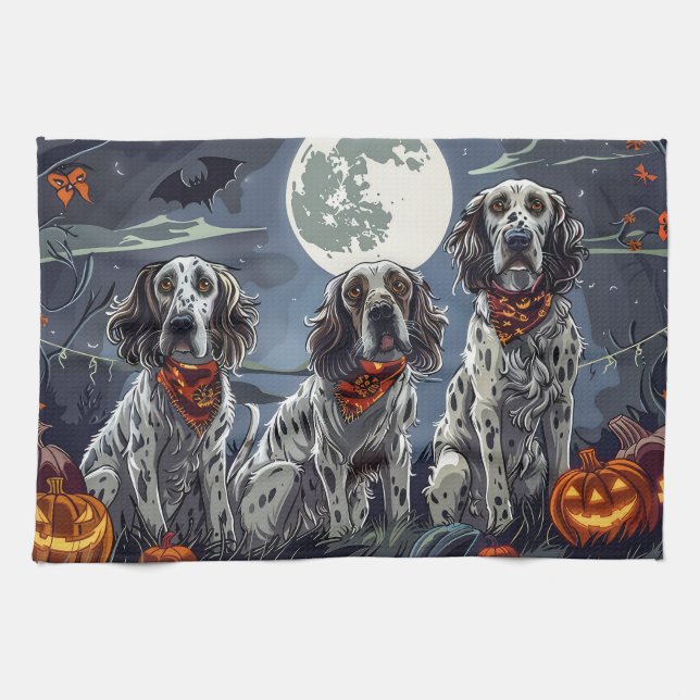 Paño De Cocina English Setter Halloween Spooky (Horizontal)