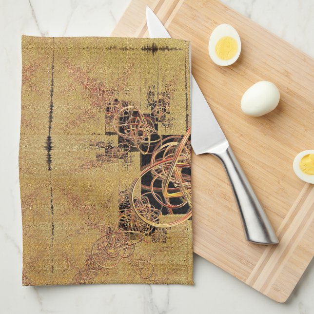 Paño De Cocina Enredo dorada (Doblado Cuarto)