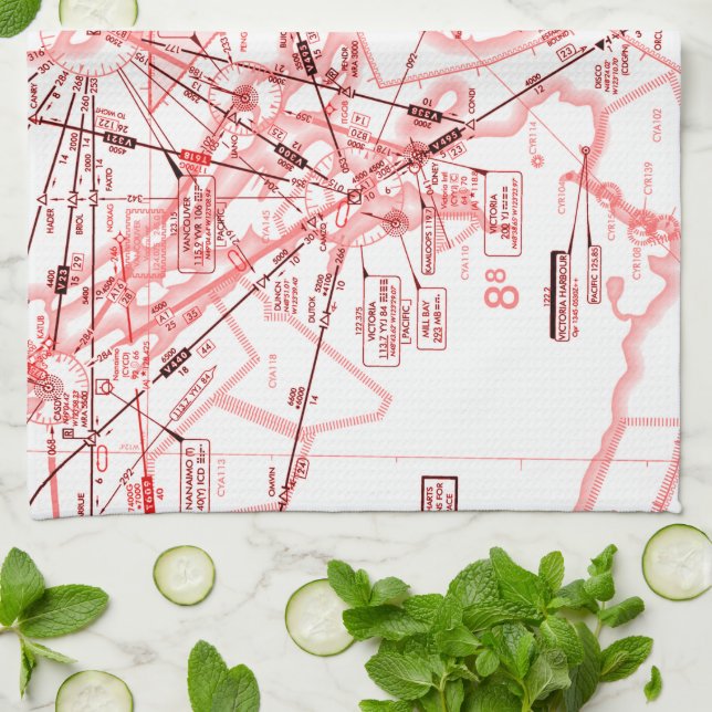 Paño De Cocina Enrutar gráfico de baja altitud (Doblado)