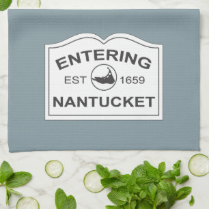 Paño De Cocina Entrando en Nantucket Est. Rótulo 1659 en Beach Bl