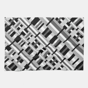 Paño De Cocina Envasado en negro, blanco y gris diagonal
