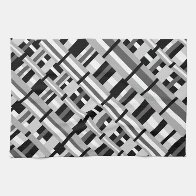 Paño De Cocina Envasado en negro, blanco y gris diagonal (Horizontal)
