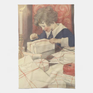 Paño De Cocina Envolviendo regalos de Navidad, Jessie Willcox Smi