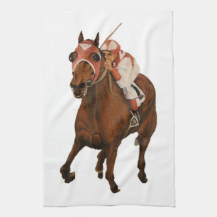 Paño De Cocina Equine Thoroughbred gana carrera de caballos