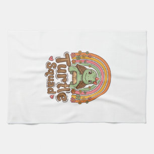 Paño De Cocina Equipo de tortuga linda diseño vectorial floral ar