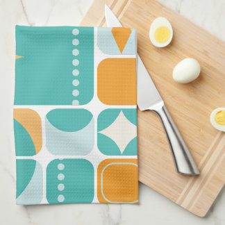 Paño De Cocina Era Atómica Mediados de Siglo Abstracto Verde Azul