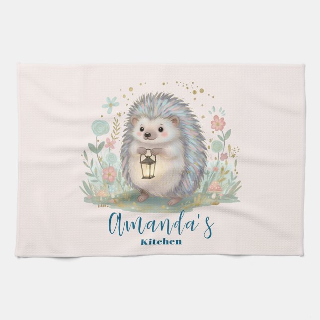 Paño De Cocina Erizo Adorable con Linterna (Horizontal)