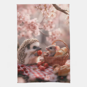 Paño De Cocina Erizo y Ratón Compartiendo Fresas - Picnic