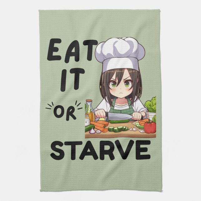 Paño De Cocina Es Divertido Comerlo O Darse De Hambre. (Vertical)