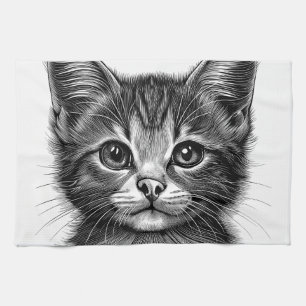 Paño De Cocina Esbozo adorable de gato joven