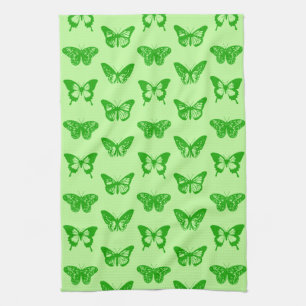 Paño De Cocina Esbozo de mariposa, verde limón y esmeralda