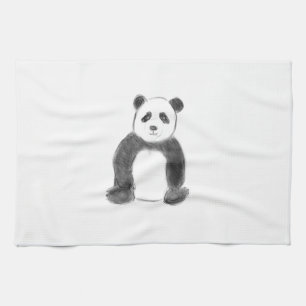 Paño De Cocina Esbozo de panda blanco y negro