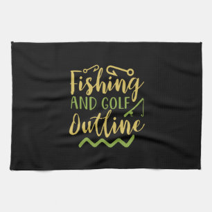 Paño De Cocina Esbozo De Pesca Y Golf