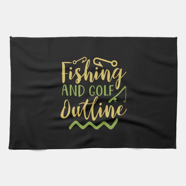 Paño De Cocina Esbozo De Pesca Y Golf (Horizontal)