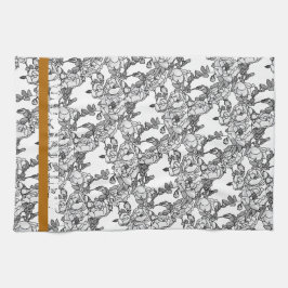 Paño De Cocina Escala gris de rama Rosa personalizada